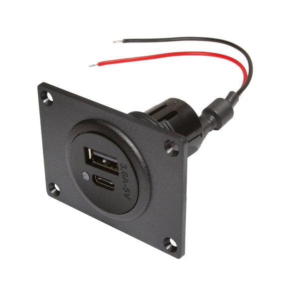 Dual USB Ladeadapter für Aufbau -12v und 24V - 3,6A Ladestrom - Panelmontage