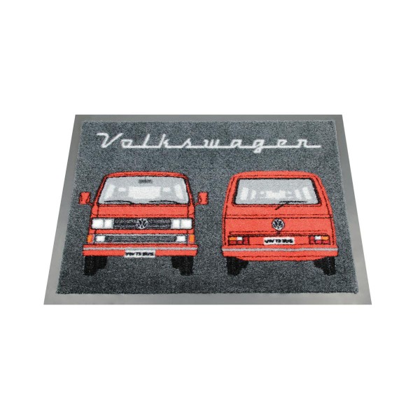 Fußmatte "VW T3 rot" - 70 x 50cm - 100% Nylon, waschbar, PVC Rücken - MADE IN EU