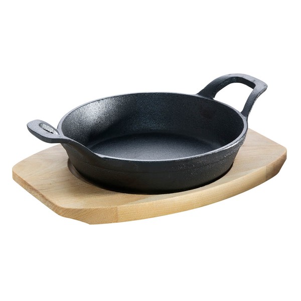 Feuerpfännchen Ø 18 cm mit 2 Henkel - Gusspfanne aus hochwertigem Gusseisen - Servierpfanne