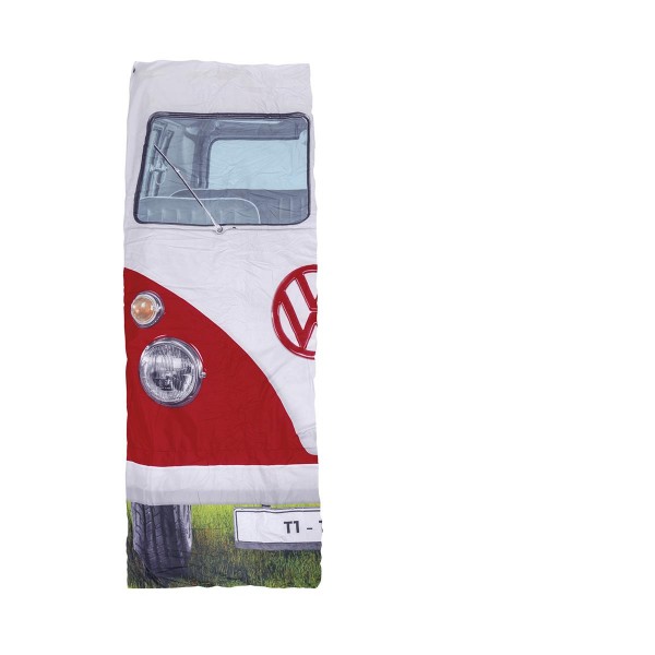 VW Collection - T1 Bulli Schlafsack rot - 2 Jahreszeiten - +5°C bis +15°C - wasserdichtes Pongee Gew