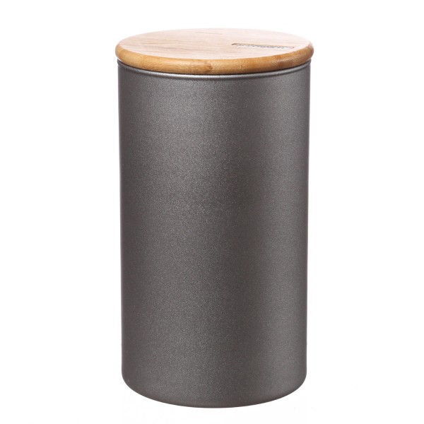 Vorratsdose L - Vorratsglas mit Bambusdeckel - 1,5 Liter - D: 11cm - H: 20cm - grau