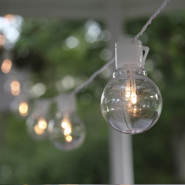 LED Partylichterkette - 16x 2 warmweiße LED - L: 4,5m - outdoor - weißes Kabel - transparent