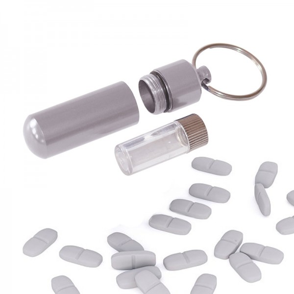 Tabletten-Tresor Schlüsselanhänger - Aluminium - mit Innenbehälter