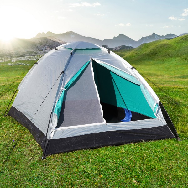 Iglu Zelt - 2 Personen - 205 x 150 x 105cm - Silber/Türkis