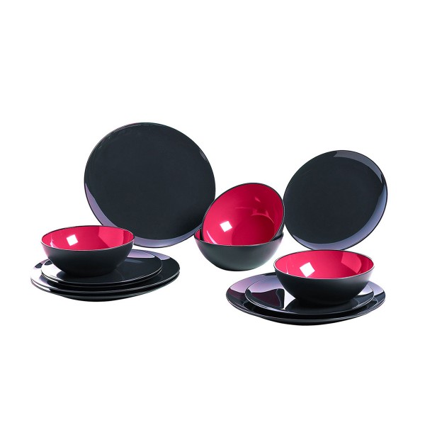 GIMEX GreyLine "brombeer" - 12-teiliges Set - bruchfestes Melamin Campinggeschirr