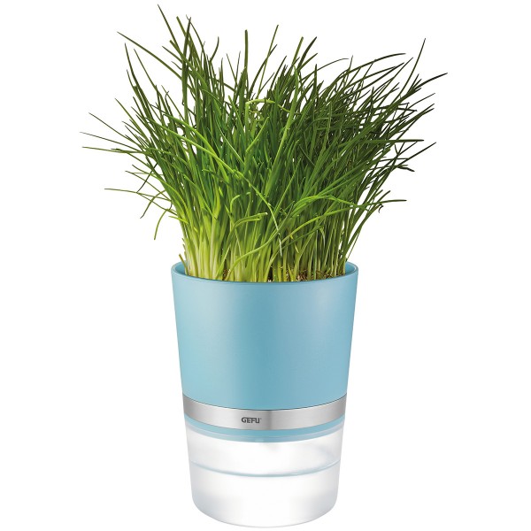 Kräutertopf BOTANICO - Bewässerungssystem mit Nylondocht - H: 18,5cm - azurblau