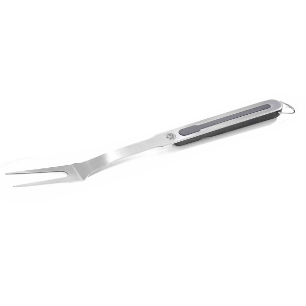 Grillgabel BBQ - hochwertiger Edelstahl - praktische Aufhängeöse - L: 45,5cm - silber, schwarz