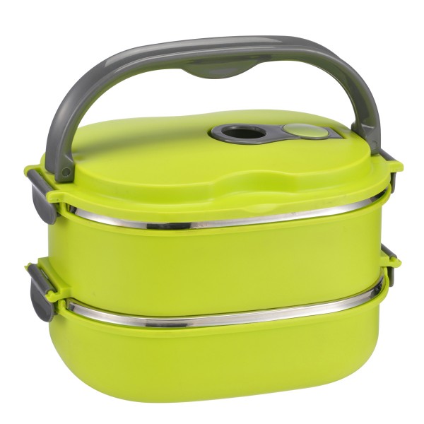 Lunchbox oval - Für warme und kalte Speisen - Innen Edelstahl, außen Kunststoff - 2 x 600ml