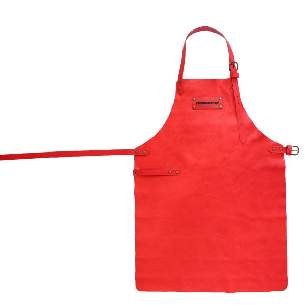 FEUERMEISTER Lederschürze in Antikleder Farbe Rot mit 2 Taschen Größe 2