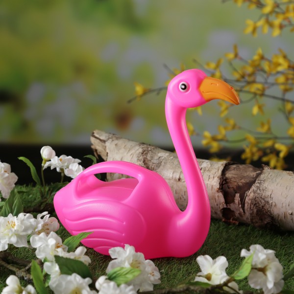 Kinder Mini Gießkanne Flamingo ROSA - Kunststoff - H: 21cm - 0,6 Liter - pink