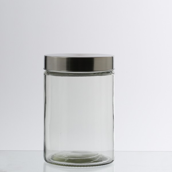 Vorratsdose M - Glas mit Edelstahldeckel - 1,25 Liter - D: 11cm - H: 17cm