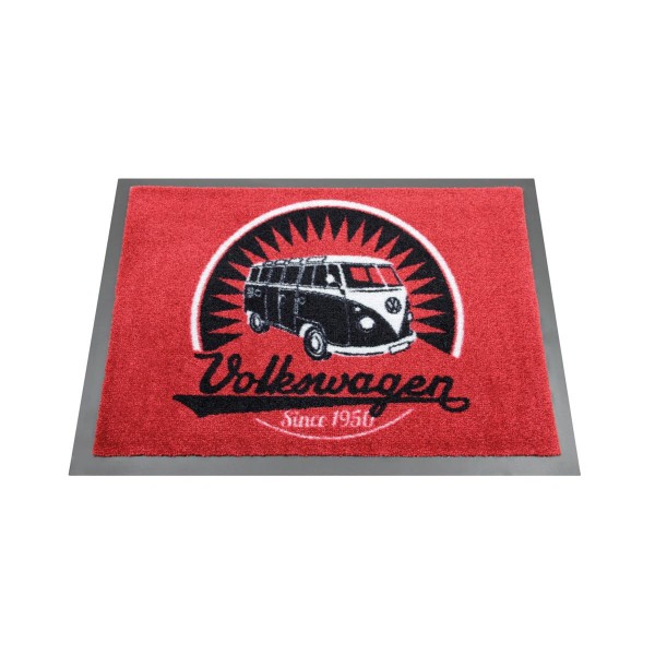 Fußmatte "Volkswagen" rot - 70 x 50cm - 100% Nylon, waschbar, PVC Rücken - MADE IN EU