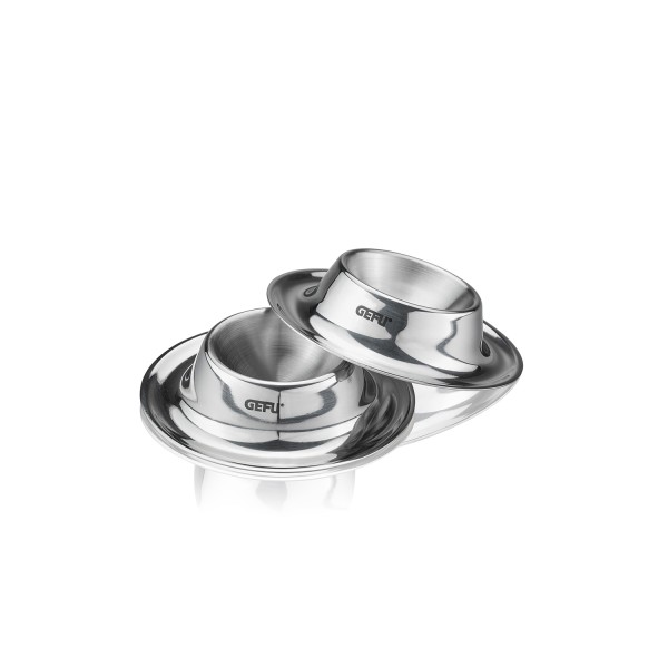 Eierbecher OVO - hochwertiger Edelstahl - stapelbar - H: 2cm - D: 8,6cm - silber - 2er Set
