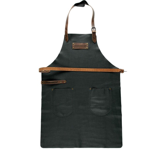 FEUERMEISTER Lederschürze in Nappaleder Farbe Schwarz mit 2 Taschen Größe 3