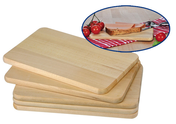 Vesperbrett / Frühstücksbrett - 5er Set - 21,5 x 13,5 x 1 cm - glattes Holzbrett