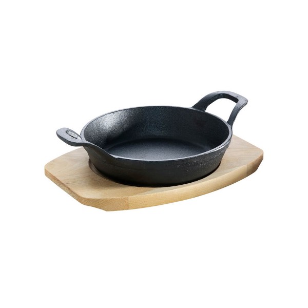 Feuerpfännchen Ø 12 cm mit 2 Henkel - Gusspfanne aus hochwertigem Gusseisen - Servierpfanne