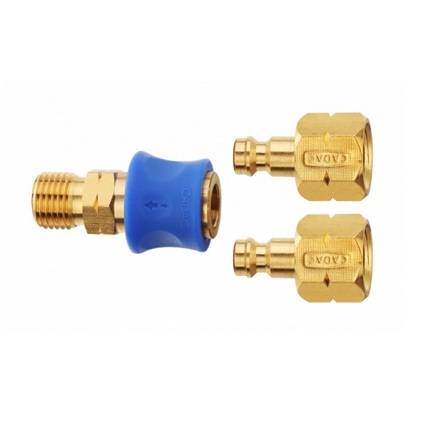 Quick Release Kupplung - Schnellkupplungs Set für Gasschläuche 1/4 Zoll links auf 2 x Stecknippel