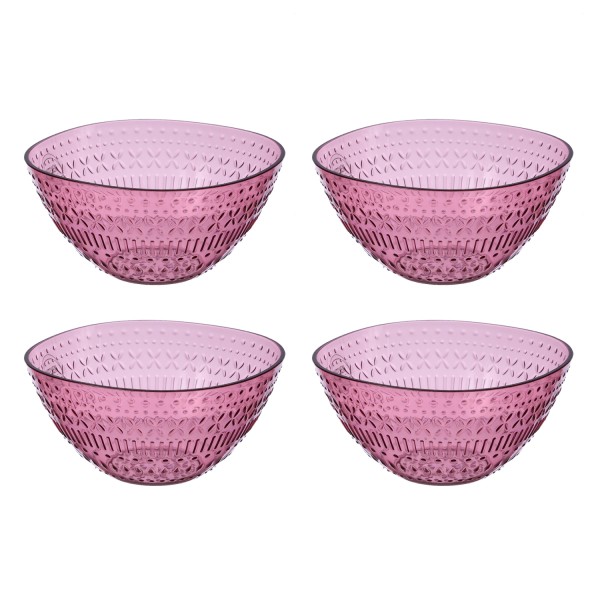 Schale - Müslischale - Kunststoff - D: 14cm - 630ml - mit Muster - pink - 4 Stück