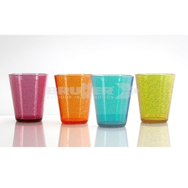 Trinkgläser OXIGEN - 4er Set - 4 Farben - bruchfestes Polycarbonat - 300ml
