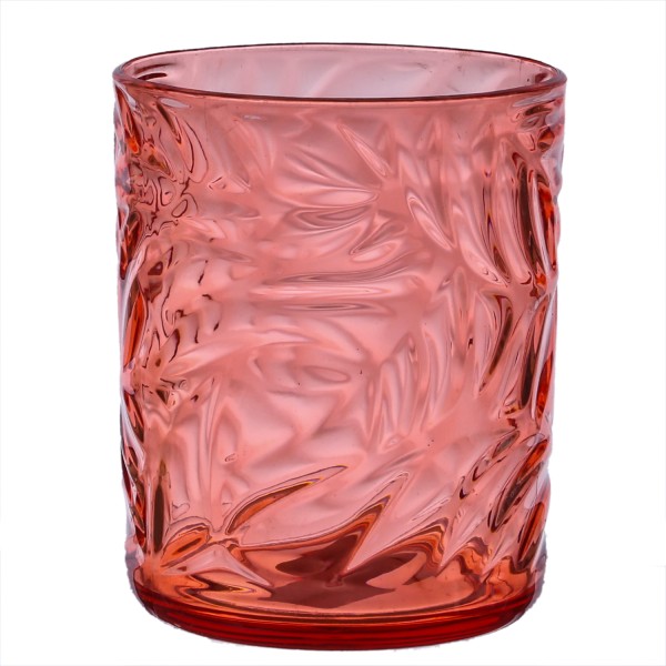 Trinkglas - Becher - lebensmittelecht - Kunststoff - 470ml - mit Blattmuster - orange