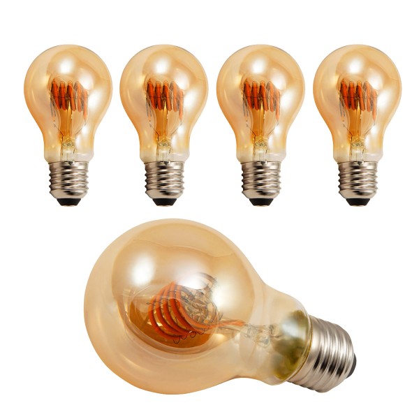 4 x LED Tropfenlampe RETRO-GOLD-Filament - E27 - 6W - 420lm - 2200K
