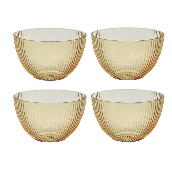 Schale - Müslischale - lebensmittelecht - Kunststoff - D: 14cm - 700ml - mit Rillen - gelb - 4 Stück