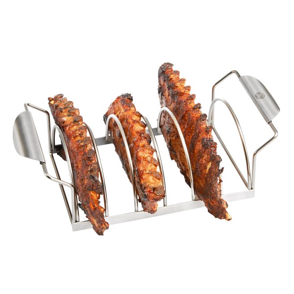 Spare Rib Halter - für 6 Portionen - Für Grill &amp; Backofen - Edelstahl, spülmaschinenfest