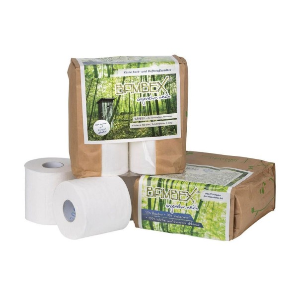 BAMBEX - Nachhaltiges Toilettenpapier für Campingtoiletten - keine Farb- und Duftzusätze - 4 Rollen