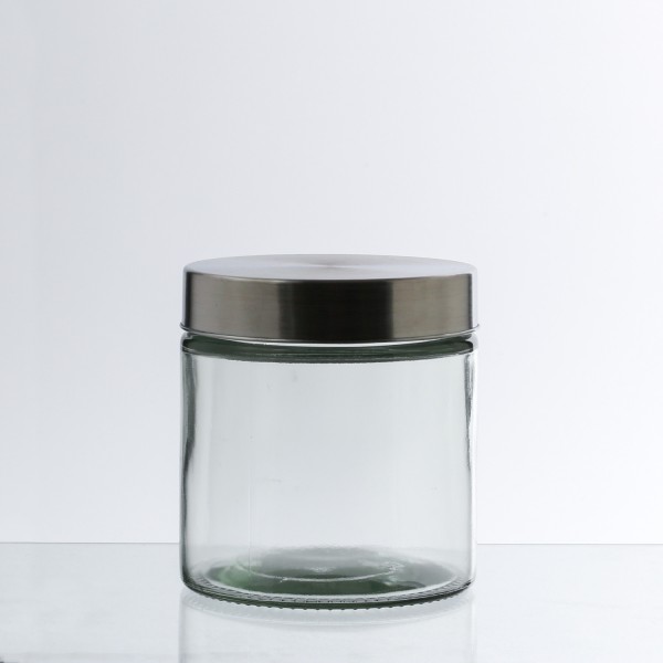 Vorratsdose S - Glas mit Edelstahldeckel - 0,85 Liter - D:11cm - H: 12cm