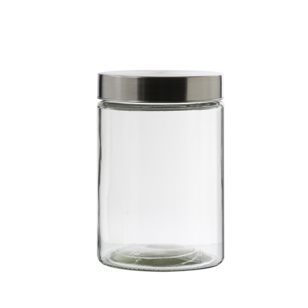 Vorratsdose M - Glas mit Edelstahldeckel - 1,25 Liter - D: 11cm - H: 17cm