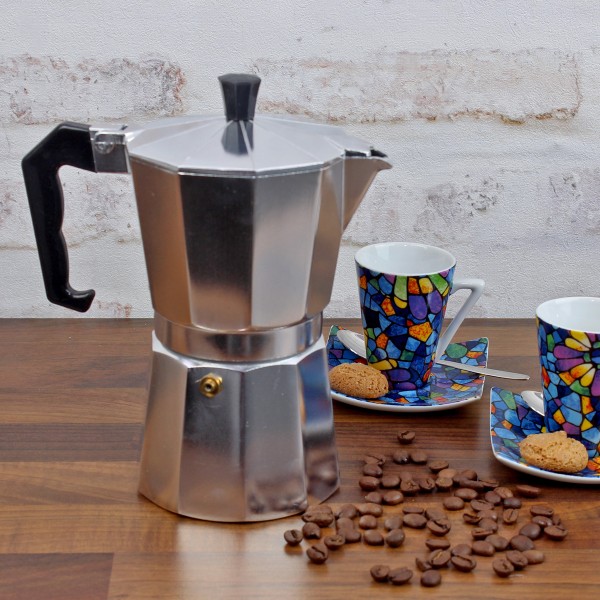 Espressokocher für 6 Tassen - 300ml - Aluminium - 16,7 x 10,2 x 20,5cm