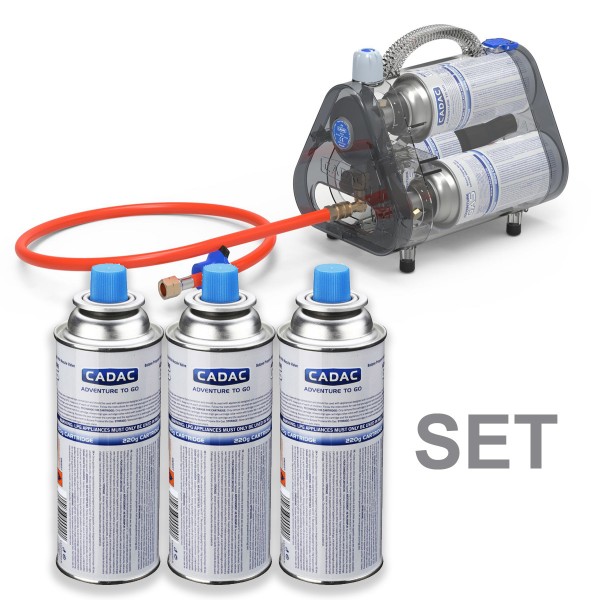 CADAC TRIO POWER PAK 30 - Kombibox inkl. 3 Gaskartuschen - 30mbar - inkl. 85cm Schlauch