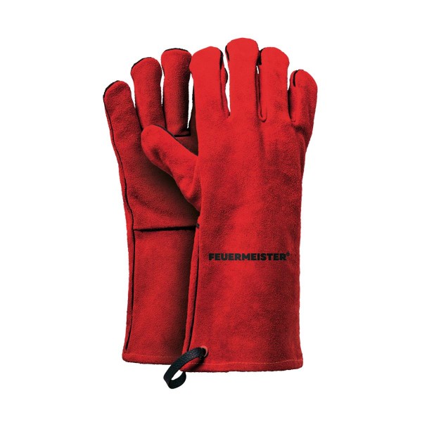 Feuermeister Premium BBQ Grillhandschuhe aus Spaltleder in Rot Größe 10
