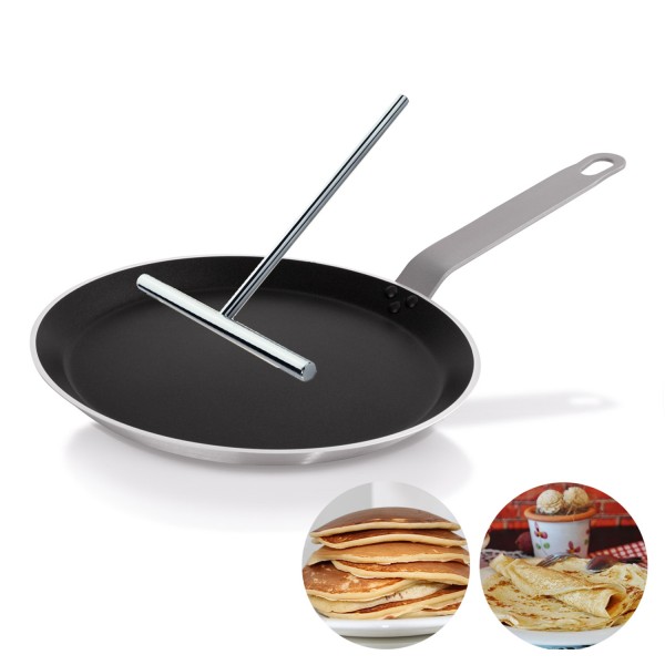 Crepes SET Pfanne 29cm - Eisen/Alu - mit PTFE Antihaftbeschichtung + Teigverteiler