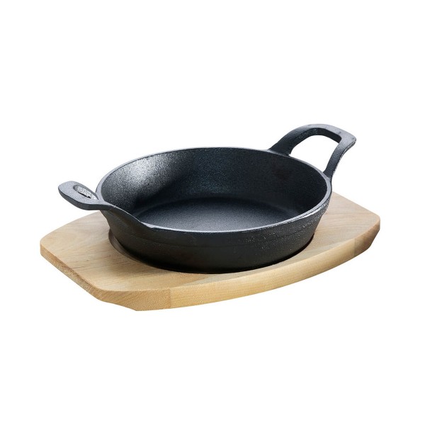 Feuerpfännchen Ø 15 cm mit 2 Henkel - Gusspfanne aus hochwertigem Gusseisen - Servierpfanne