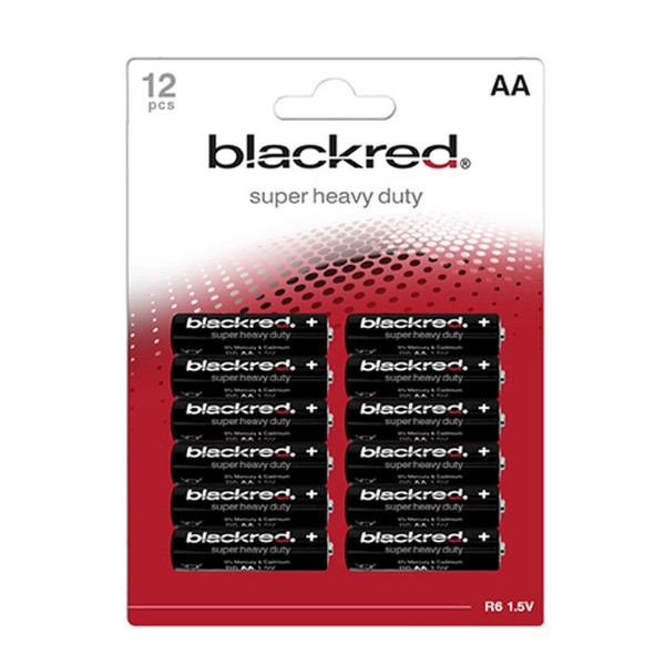 12er Blister Batterie Mignon AA LR6 1,5V Zink-Mangan-Dioxid - Leistung auf Dauer - BLACKRED