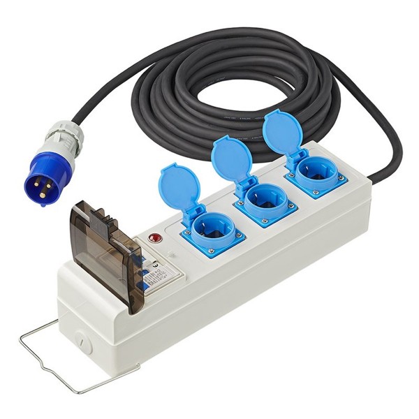 Zelt-/Faltwagen-Steckdose 20M 3x2,5mm² mit Sicherung und Personenschutz (MCCB und RCD)