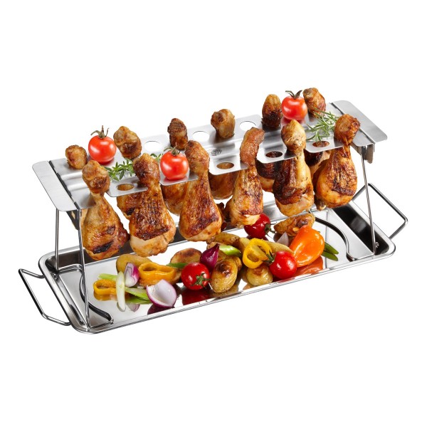 Hähnchenkeulen Rack - Edelstahl - für bis zu 12 Unterkeulen - knusprige Chicken Wings