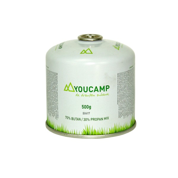 YOUCAMP YC500 Ventil-Gas-Kartusche (500g Butan-Propan-Gemisch) - EN417 Gewinde