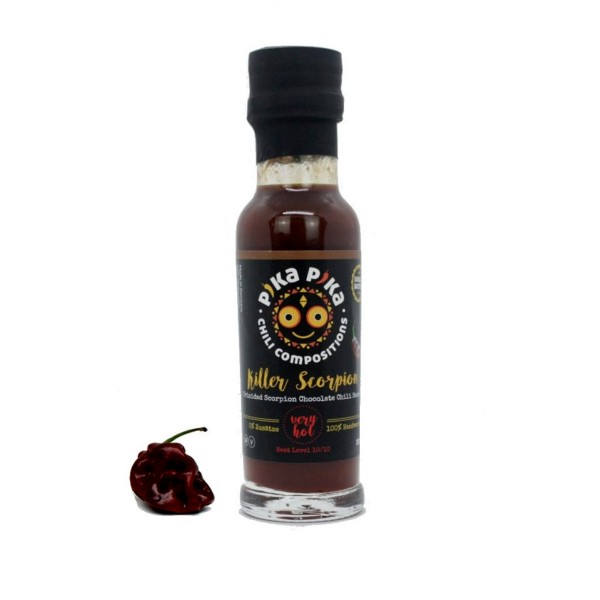 Pika Pika - 'Killer Scorpion' Chilisauce - Schärfe 10/10 - Trinidad Scorpion Chocolate Chili Sauce