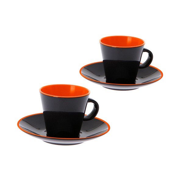 GIMEX GreyLine "grau-orange" - Espresso Set 2 Personen - bruchfestes Melamin Campinggeschirr
