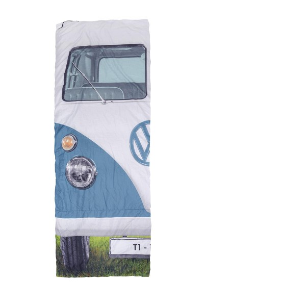 VW Collection - T1 Bulli Schlafsack blau - 2 Jahreszeiten - +5°C bis +15°C - wasserdichtes Pongee Ge