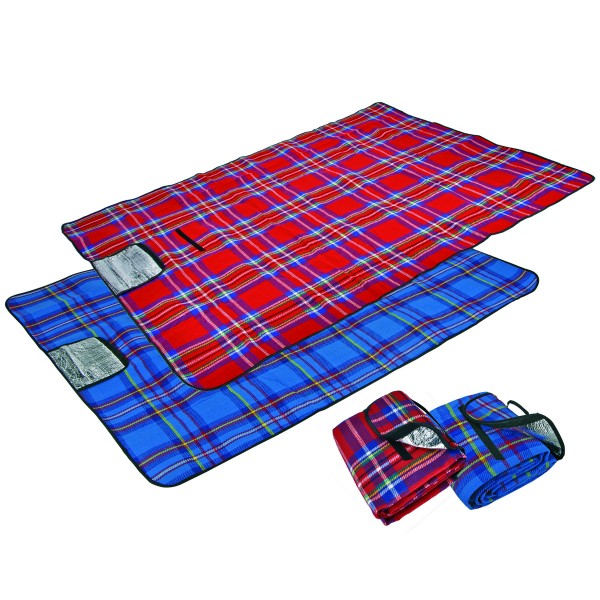 Picknickdecke - 135 x 175cm - Tragetasche - Rot kariert