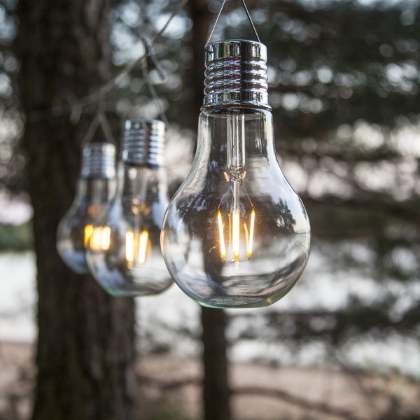 LED Solar XL Glühbirne - warmweißes Filament - H: 18cm - Dämmerungssensor - outdoor - 5 Stück