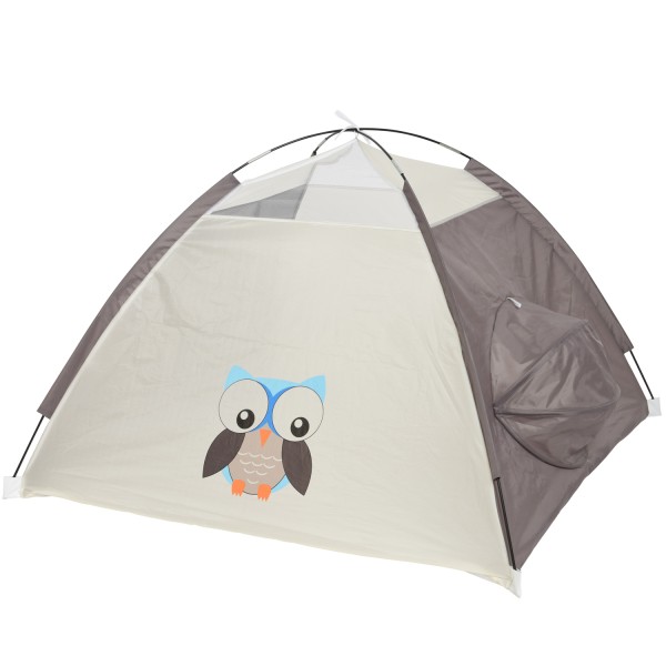 Spielzelt Eule JUDY - Igluzelt für Kinder - Polyester - L: 1,20m - H: 80cm - braun, weiß