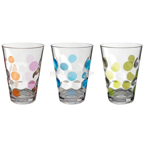 Trinkgläser BALOONS - 3er Set - 3 Farben - bruchfestes SAN- 350ml