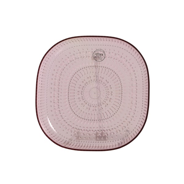 Teller flach - Dessertteller - Kunststoff - D: 20,4cm - mit Muster - pink