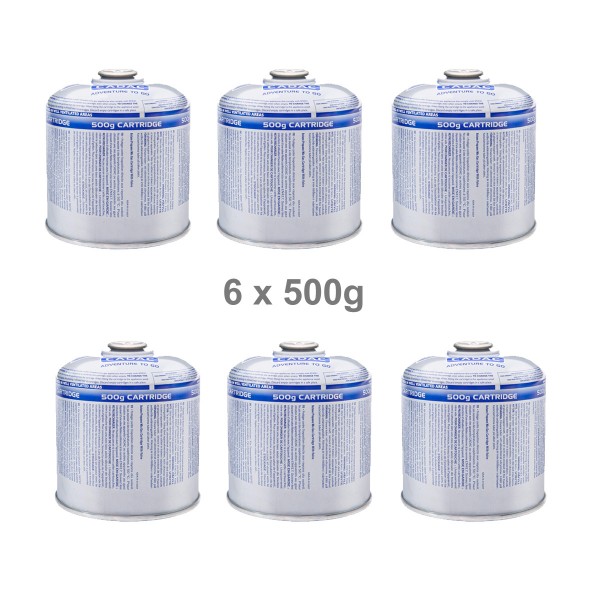 CADAC CA500 6er Set - Ventil-Gas-Kartusche (500g Butan-Propan-Gemisch) - EN417 Gewinde