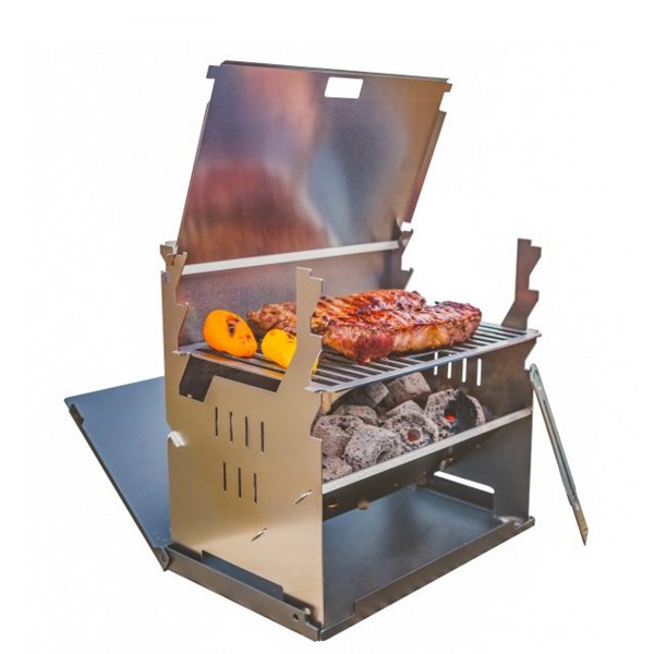 FENNEK - Outdoor Grill - 100% Edelstahl - zerlegbar - Grillfläche 27 x 18,3cm