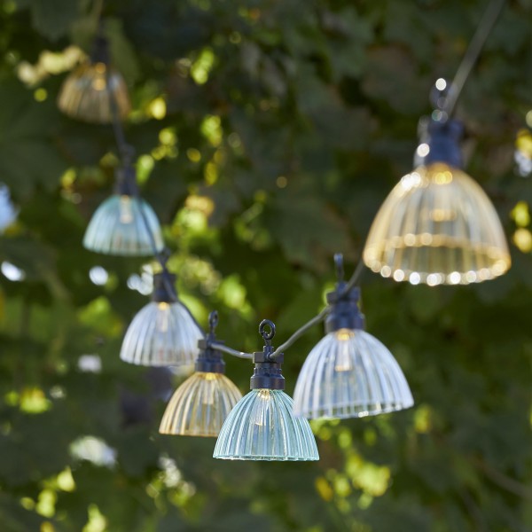 LED Lichterkette "Lampenschirm" - 12 warmweiße LED - L: 4,95m - outdoor - mehrfarbig transparent